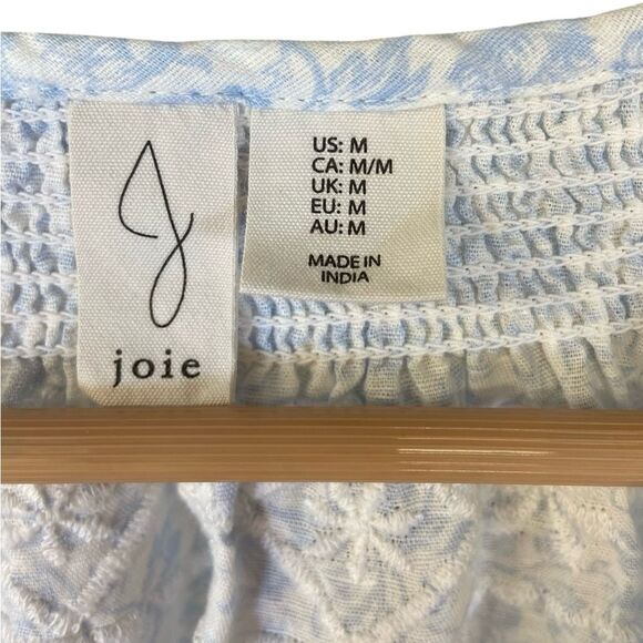 Joie Blue and White Floral Embroidered Long Sleeve Blouse. Size M - Picture 5 of 6